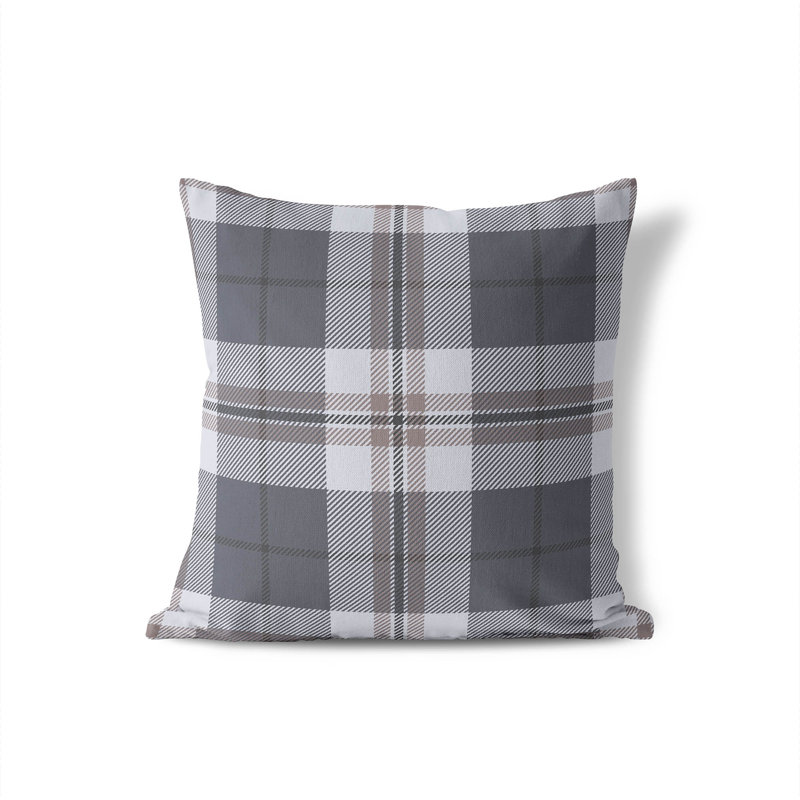 Coussin Tartan, Ardoise, H 20 po x l 20 po