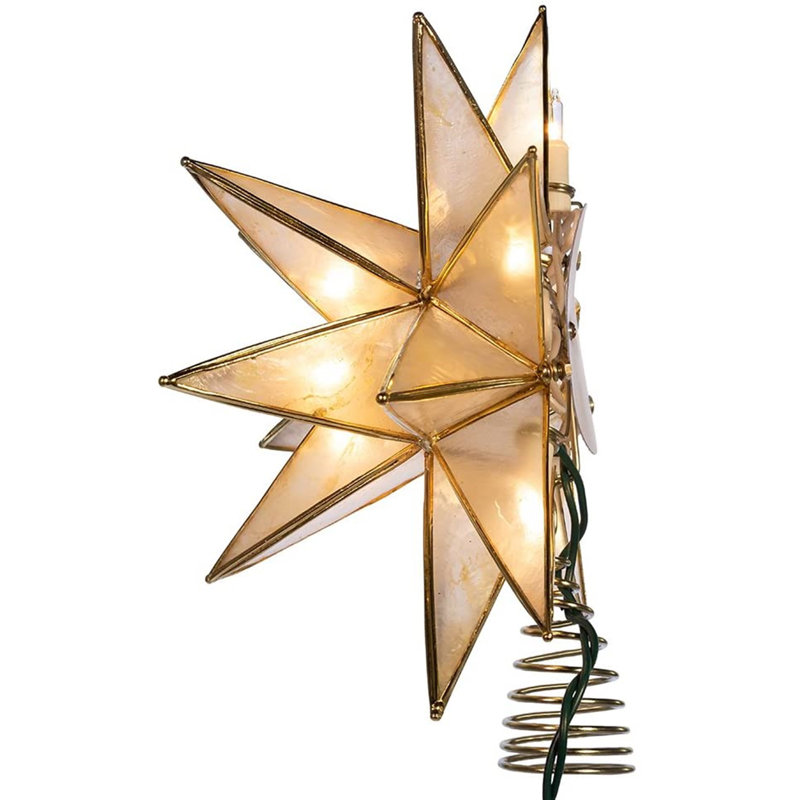 Gold Metal Stellular Christmas Tree Topper with Lights