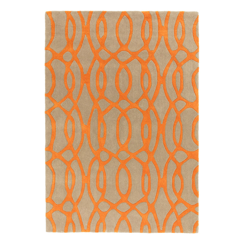 Bontang Hand Tufted Wool Orange Rug, Rectangle 160cm x 230cm