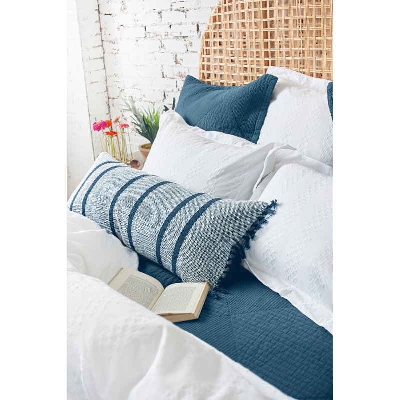 Joey Striped Cotton Decor Throw Pillow, Indigo