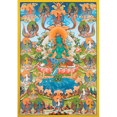 21 Green Taras Thangka (Brocadeless Thangka)