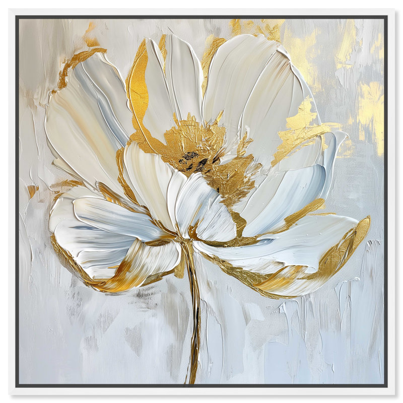 Magnolia II, Cadre blanc, H 21 po x l 21 po