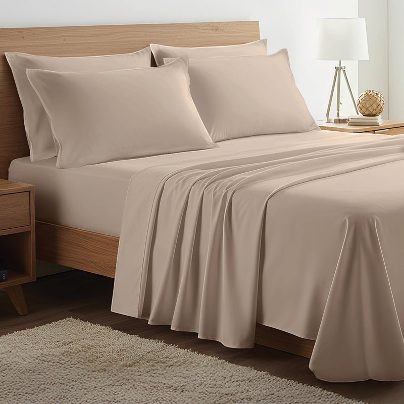 100% Organic Viscose From Bamboo Sheets Set, 300 Thread Count, 4-pc Set, Luxury Cooling Sheets, Deep Pockets - Gift-Ready Packaging, Full Size (Iced Latte)