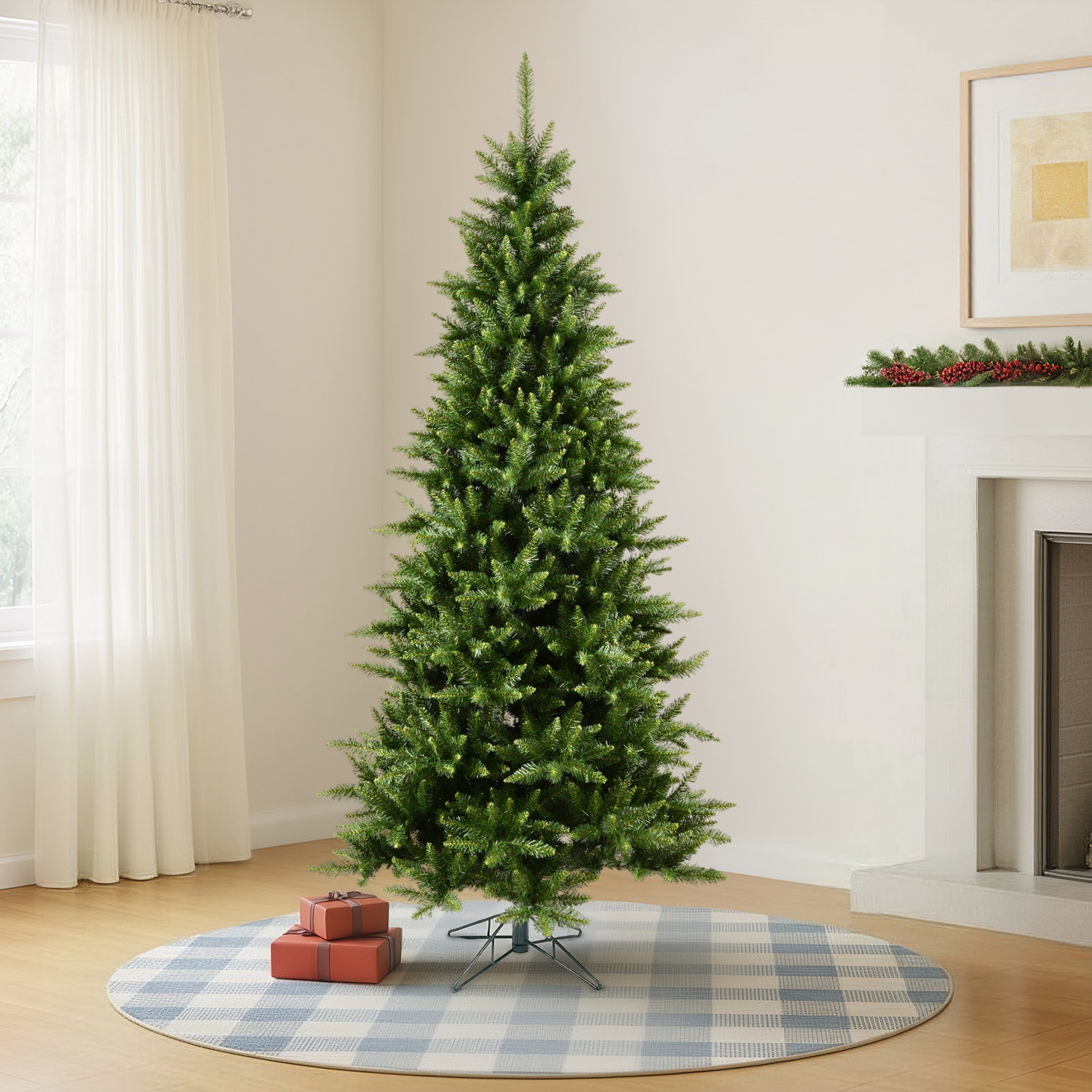 Peabody Fir Slim Artificial Christmas Tree, 8.5' H, Unlit, Not Pre-Lit