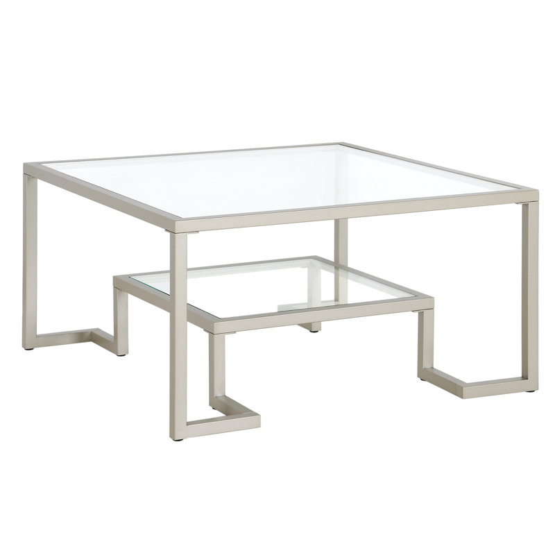 Eric Frame Coffee Table with Storage, Satin Nickel