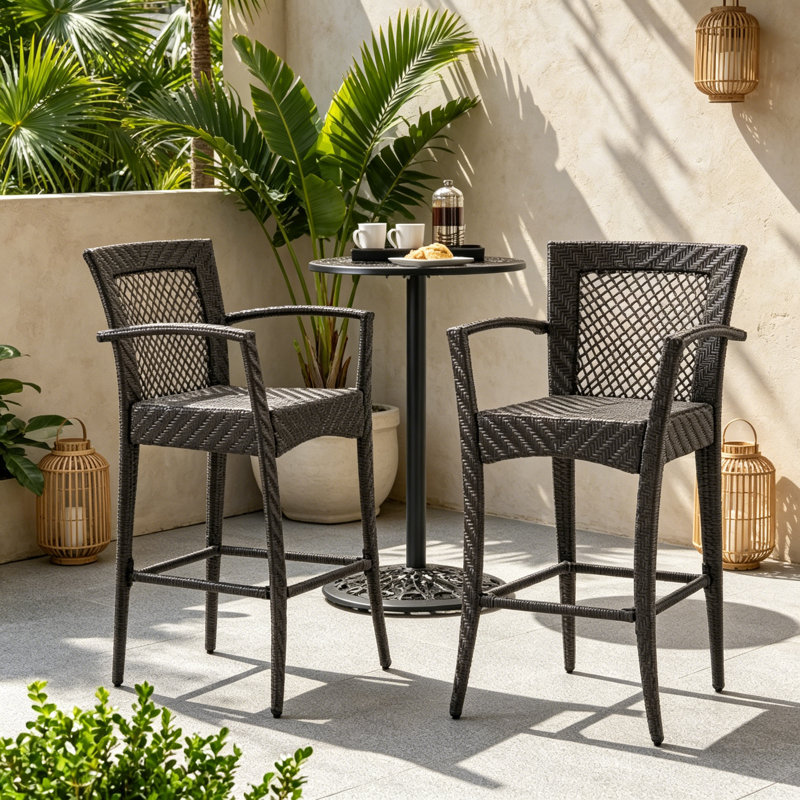 Outdoor 46" Wicker Barstool