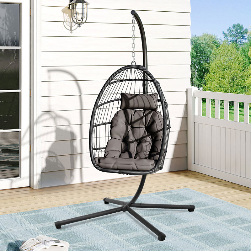 Hanging Chair with Stand and Dark Grey Cushion