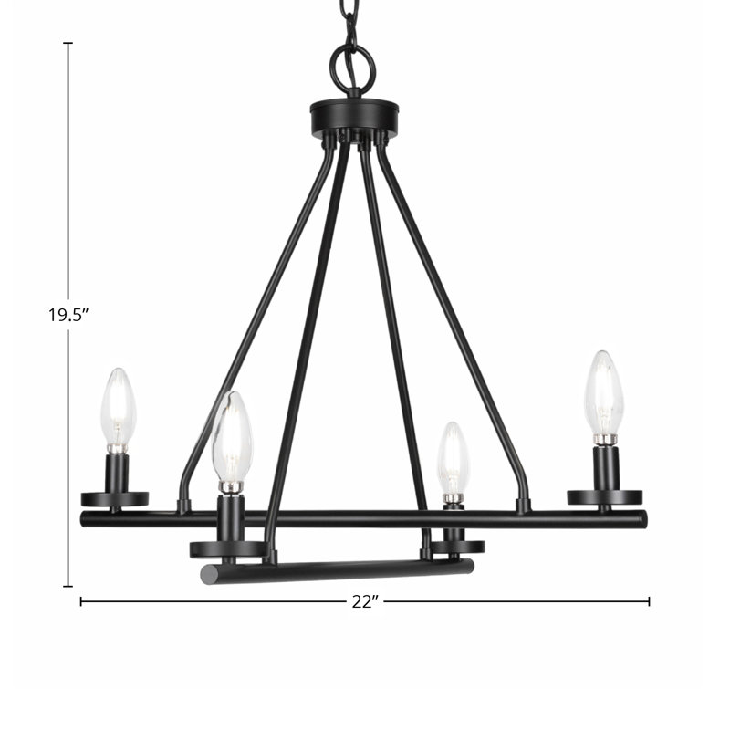 Trinity 4 Light Uplight Chandelier, Matte Black