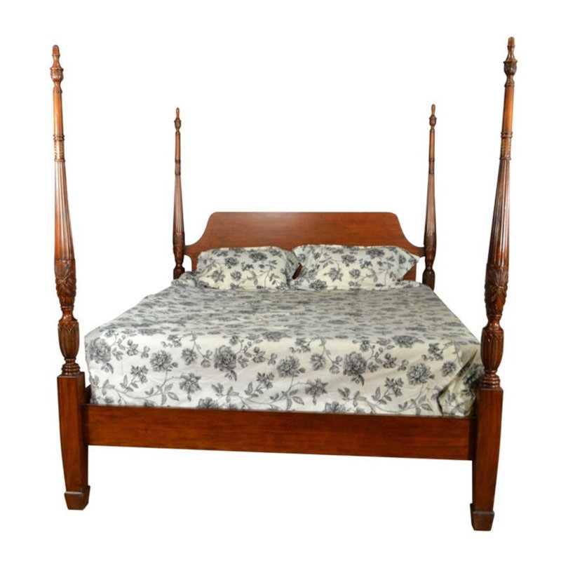 Traditional Rice Carved Poster Bed, King