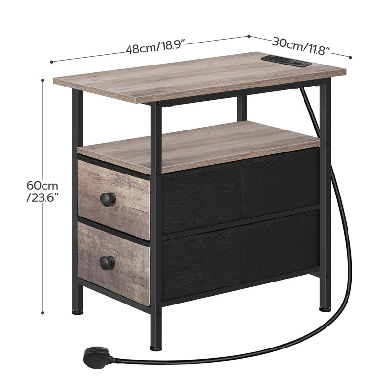 31cm W Metal Bedside Table