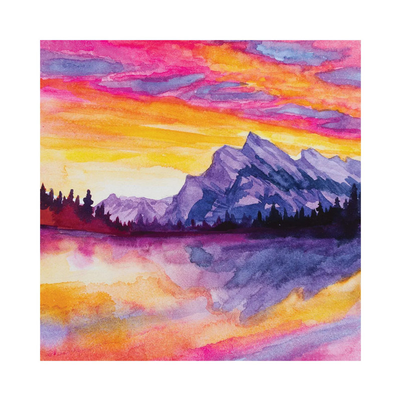 Glowy Lake at Sunset 1 Piece Painting on Canvas, 66.04 cm H x 66.04 cm W x 3.175 cm D, Wrapped Canvas