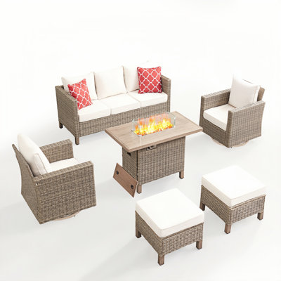 6 Piece Patio Conversation Sets With Fire Pit
