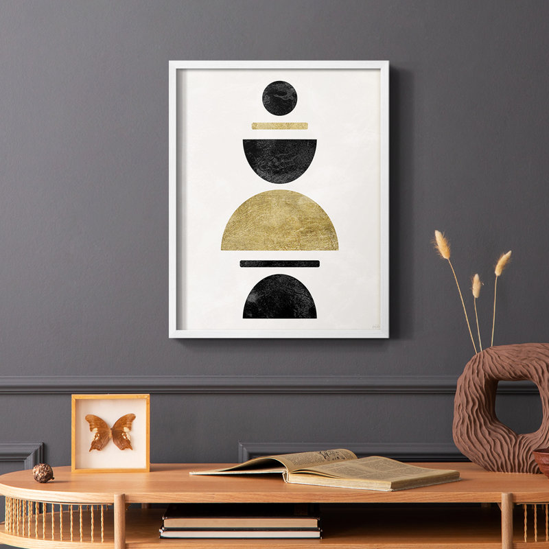 Modern Stack Framed Print - Solid Wood, White, 28" H x 22" W