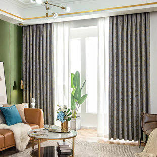 2pcs Finished Nordic Simple Modern Curtains Gilded Fully Light-blocking For Living Rooms And Bedrooms, Floor-standing And Floating Curtains