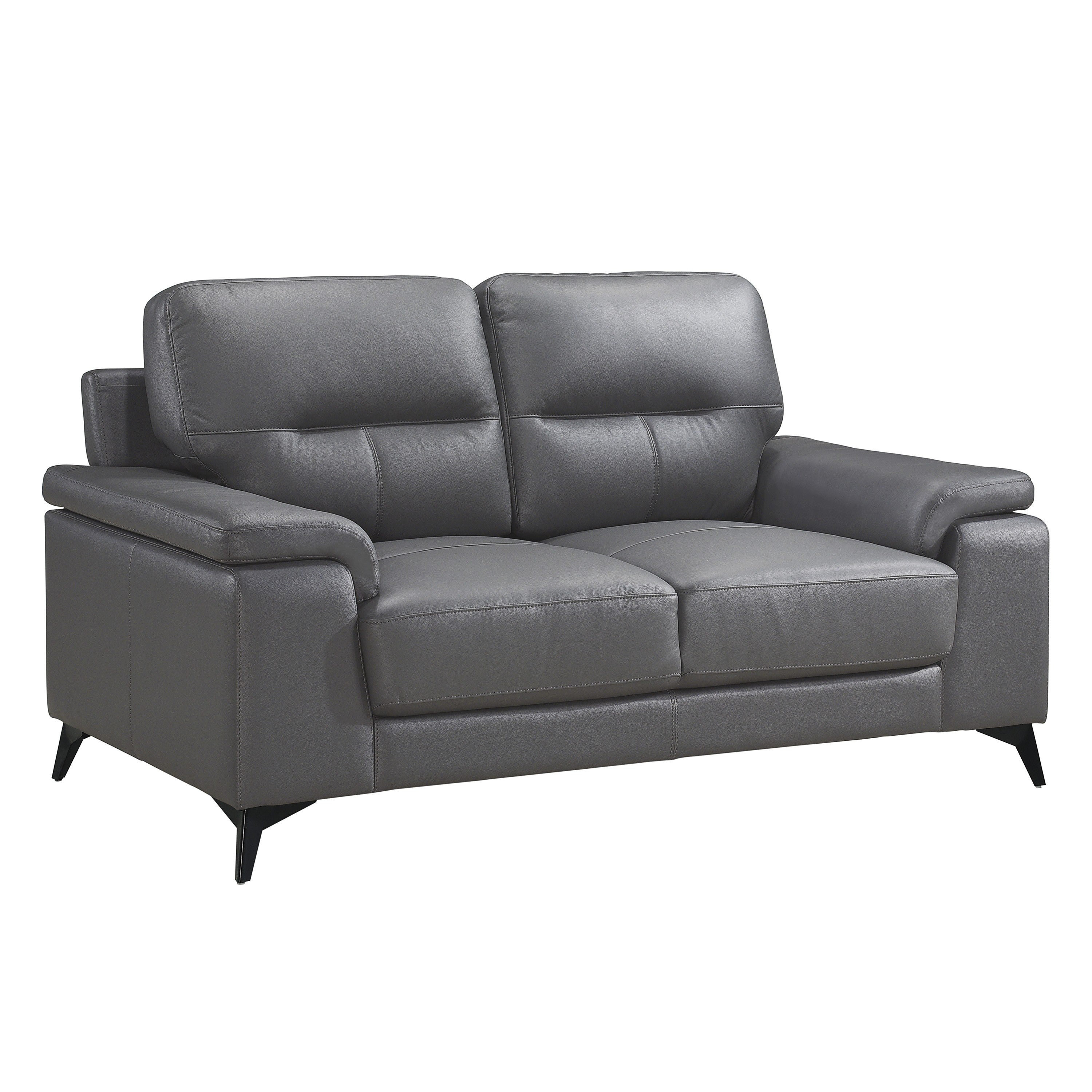 Latitude Run® Mischa Dark Grey Top-Grain Leather Loveseat - Wayfair Canada