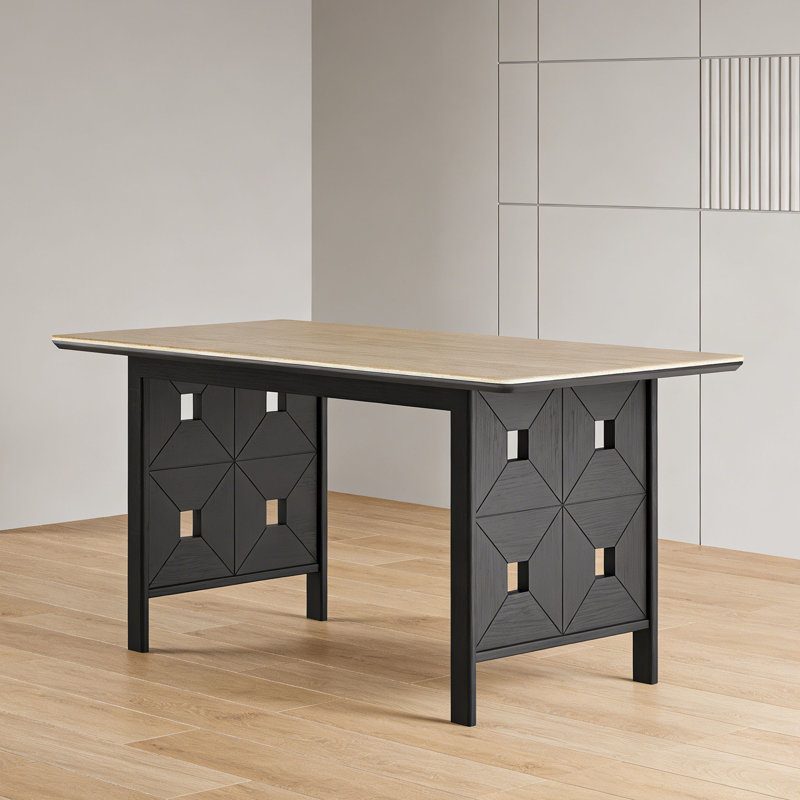 Table de salle à manger rectangulaire moderne avec plaque de pierre, H 29,5 po x L 70,9 po x l 35,4 po