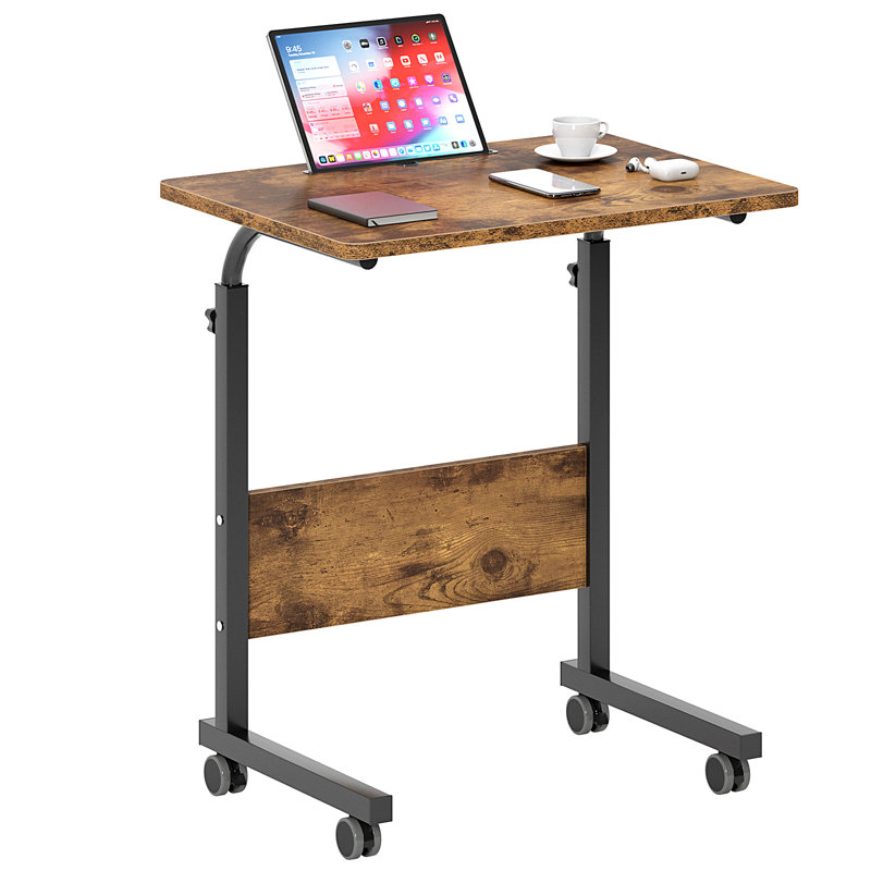 35.4'' H Laptop Cart with Wheels, 35.4" H x 23.6" W x 15.7" D, Brown