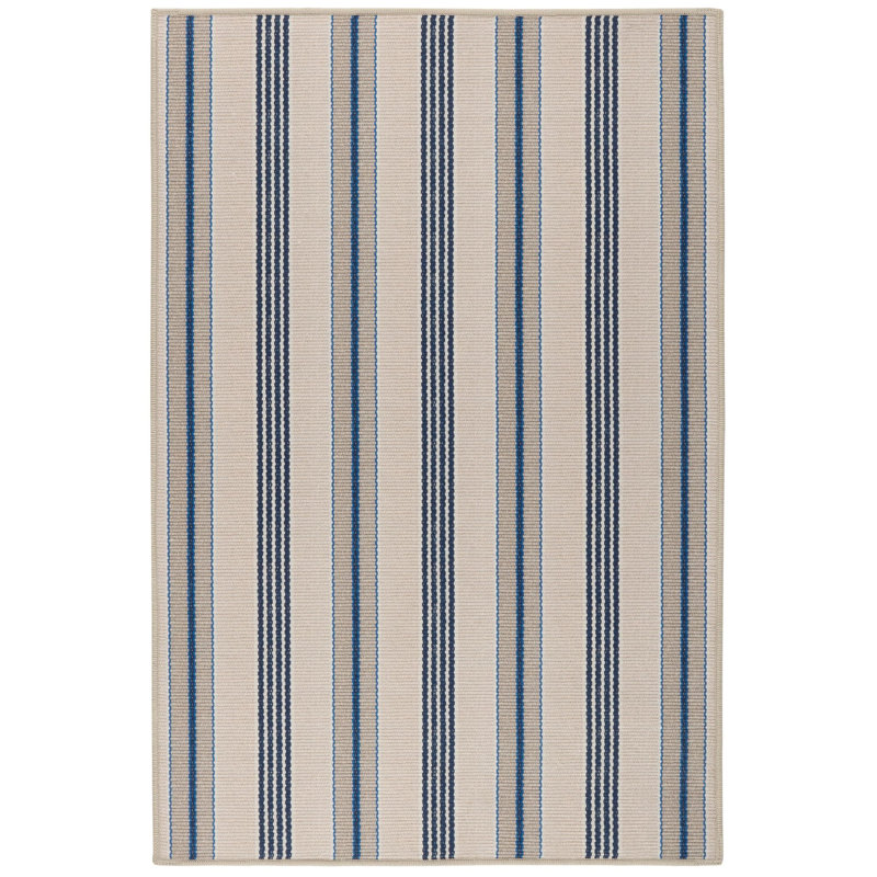 Nimes Ticking Neutral Machine Washable Rug, Rectangle 7'6" x 9'6"