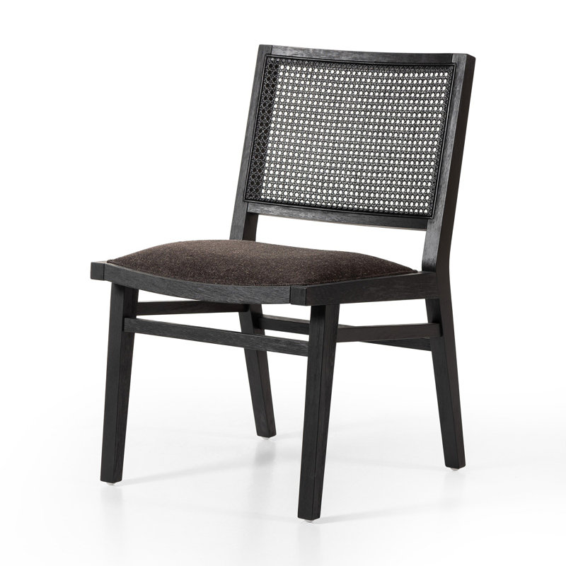 Sage Upholstered Dining Chair, Brushed Ebony Beech, Black Linen Blend