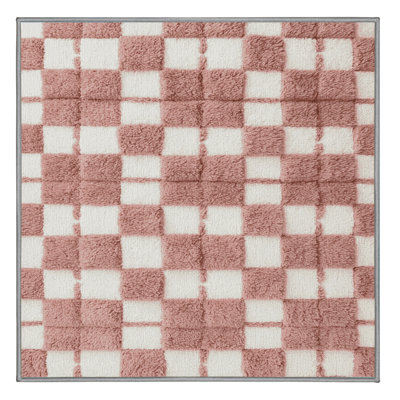 Tapis brun à carreaux lavable à la machine