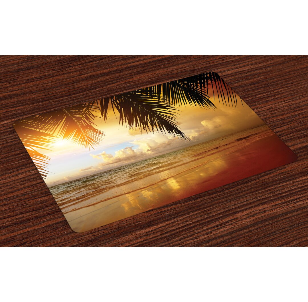 Platzmatten, Sunset Caribbean Palms, Strand, Orange