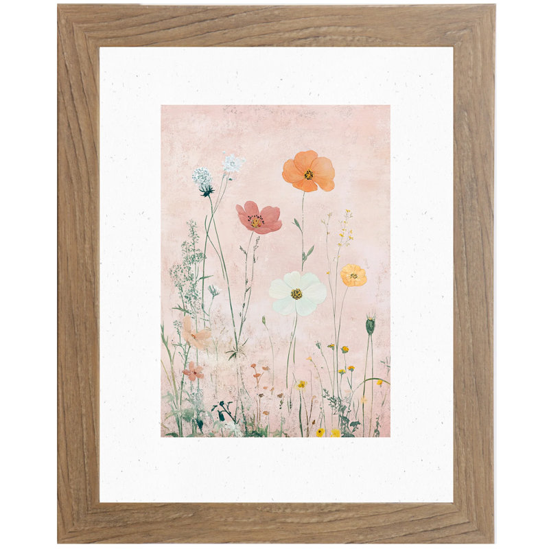 Décoration florale encadrée pour chambre de fille rose, Brun