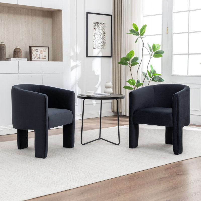 29.13'' H Velvet Curved Dining Chair, Black