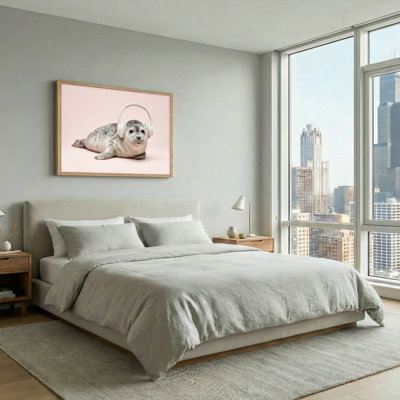 Seal Headphones Canvas Wall Art Oil Painting Print Set Of 1