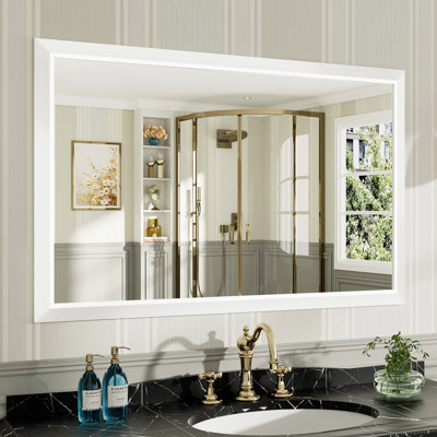 Miroirs de salle de bain modernes et contemporains en métal biseauté rectangulaire / carré avec verre trempé HD