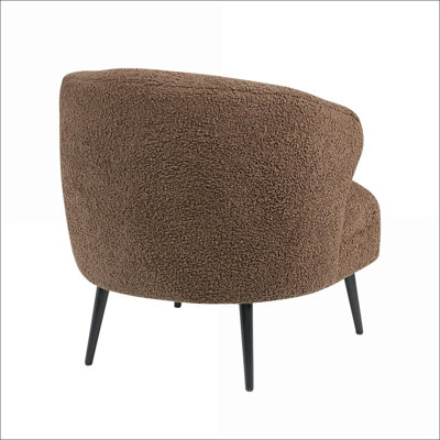 Chaise d'appoint rembourrée brun clair bouclée pour adultes, coussin en mousse haute densité pour le salon