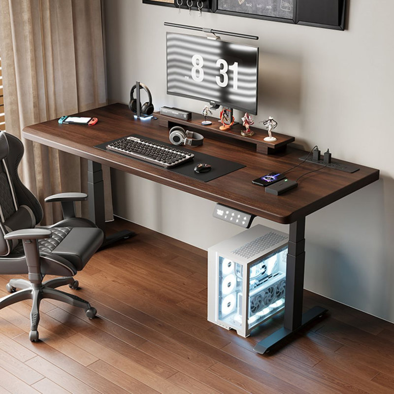 Bureau debout rectangulaire en bois massif noir noyer, H 50 po x l 55,12 po x P 27,56 po
