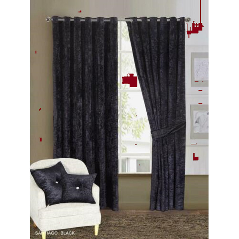 Magdeline Room Darkening Curtain Pair, 117cm W x 183cm D, Black