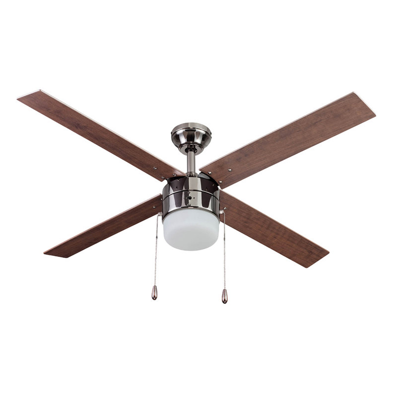 Chism 52'' Ceiling Fan with Light Kit, Gun Metal with Light Oak/Gray Oak Blades
