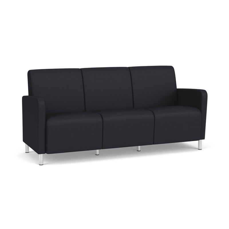 Fauteuil de réception 3 places Ravenna, Acier brossé, Noir Patriot Plus