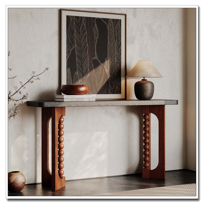 59'' Console Table Long Wood Sofa Table Behind Couch Table