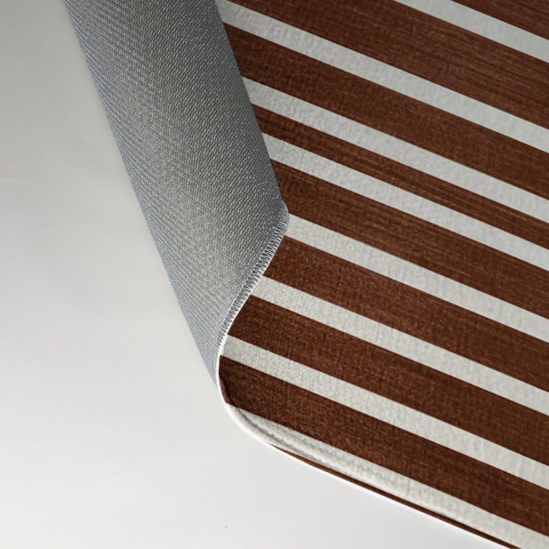 Tapis intérieur / extérieur brun HorizontalStripes, Rectangle 5 pi x 7 pi
