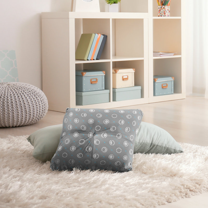Coussin de sol à phases de lune classiques, 30 po x 30 po, Accent bleu sarcelle