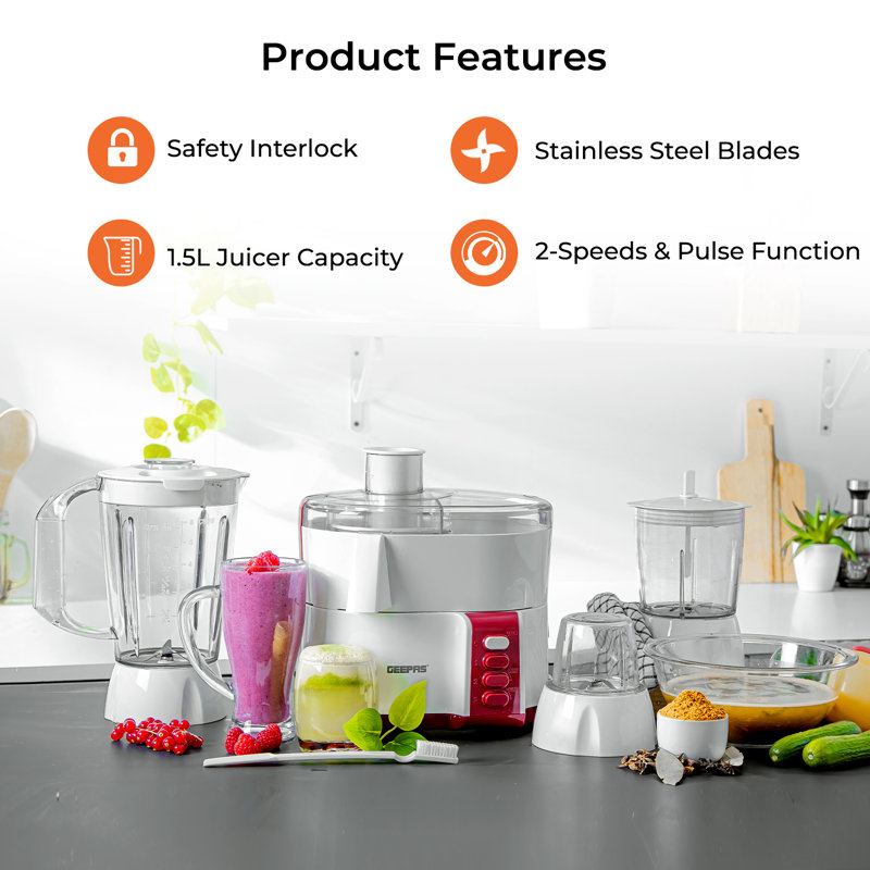 1.5L 4-in-1 Food Processor & Juicer