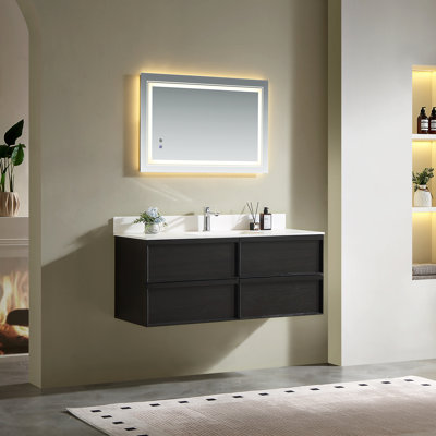 Armoire murale de salle de bain flottante de style médiéval avec évier 48 po
