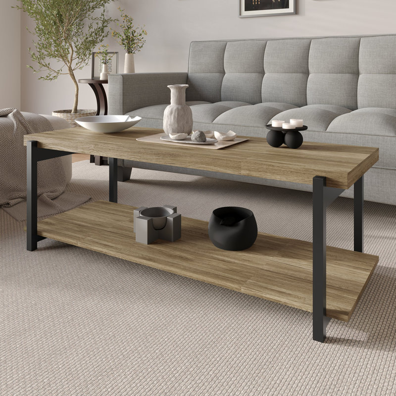 Console de meuble télé en métal, Chêne brun