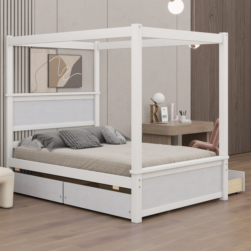 Elonna Canopy Storage Bed, White