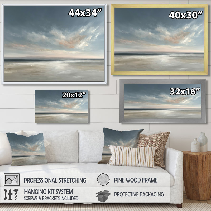 Alysse - plage, reproduction d'art sur toile, bord de mer blanc, H 12 po x l 20 po, Toile tendue, Ne s’applique pas