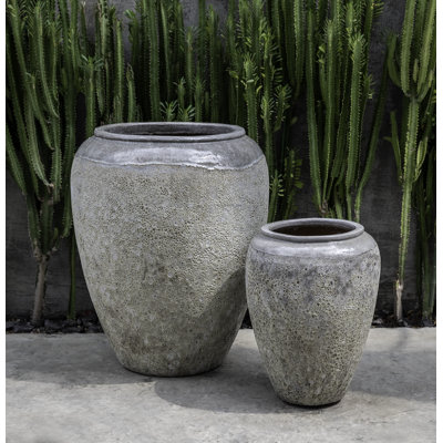 Ensemble de pots à fleurs en terre cuite émaillée 2 pièces Sureda