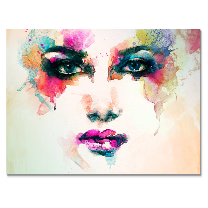 Fashion Model With Vivid Make Up - Reproduction de photo sur toile, H 8 po x l 12 po x P 1 po, Toile tendue
