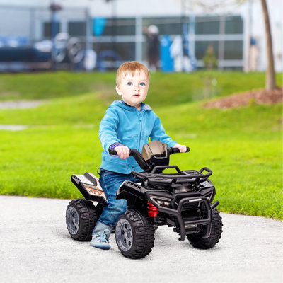 Kids ATV Four Wheeler  Ride on Car, Motorized Quad, 6V Battery Powered Electric Quad with Songs for 18-36 Months, Black