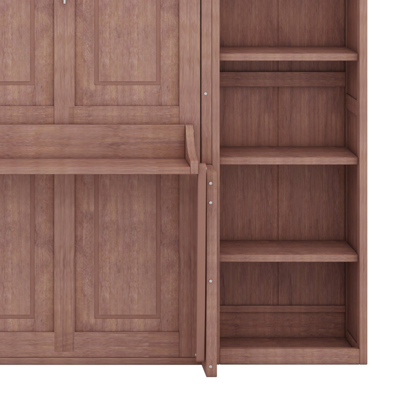 Lit escamotable avec bureau et bibliothèque, Marron foncé