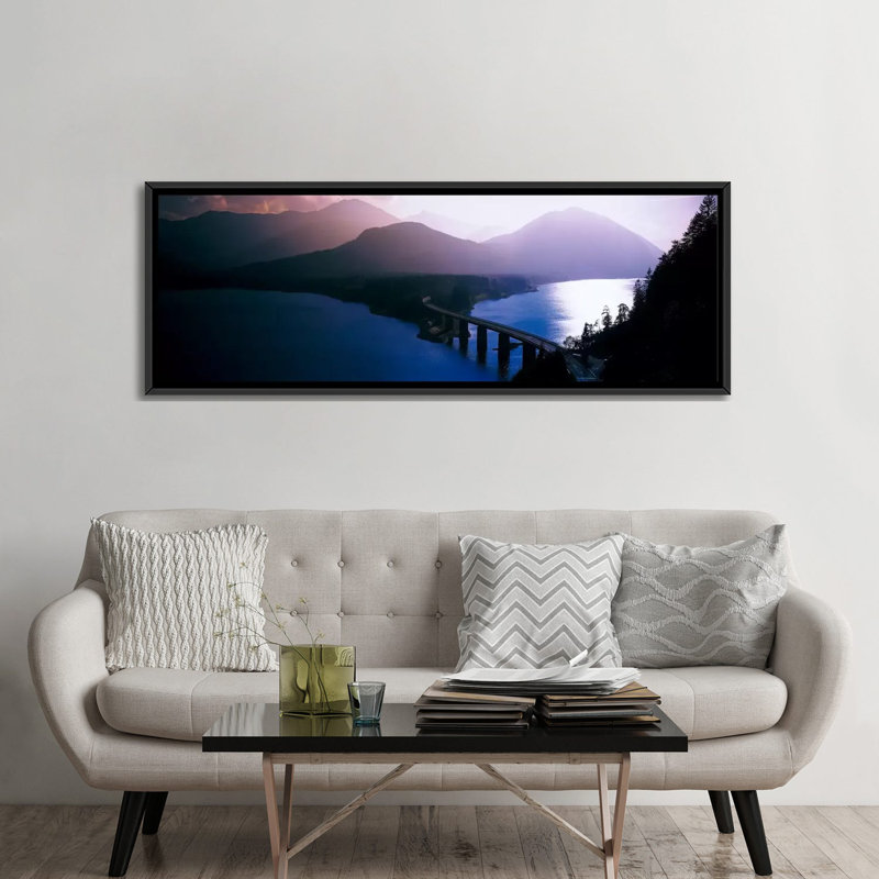 « panoramique sylvenstein lake bavière, allemagne », reproduction de photo sur toile tendue, H 12 po x l 36 po x P 1,5 po