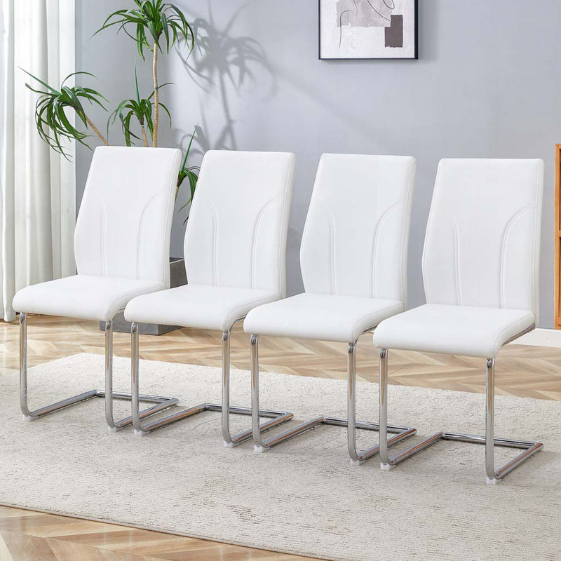 Chaises de salle à manger rembourrées en polyuréthane, Blanc