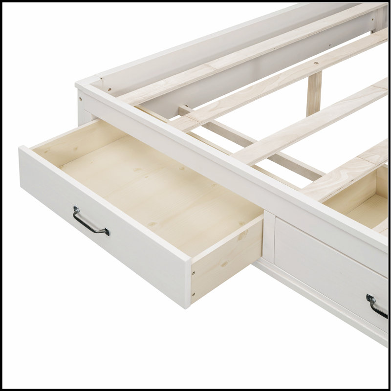 Lit de jour en bois avec 3 tiroirs de rangement, tablette et ports et prises USB intégrés pour une fonctionnalité améliorée