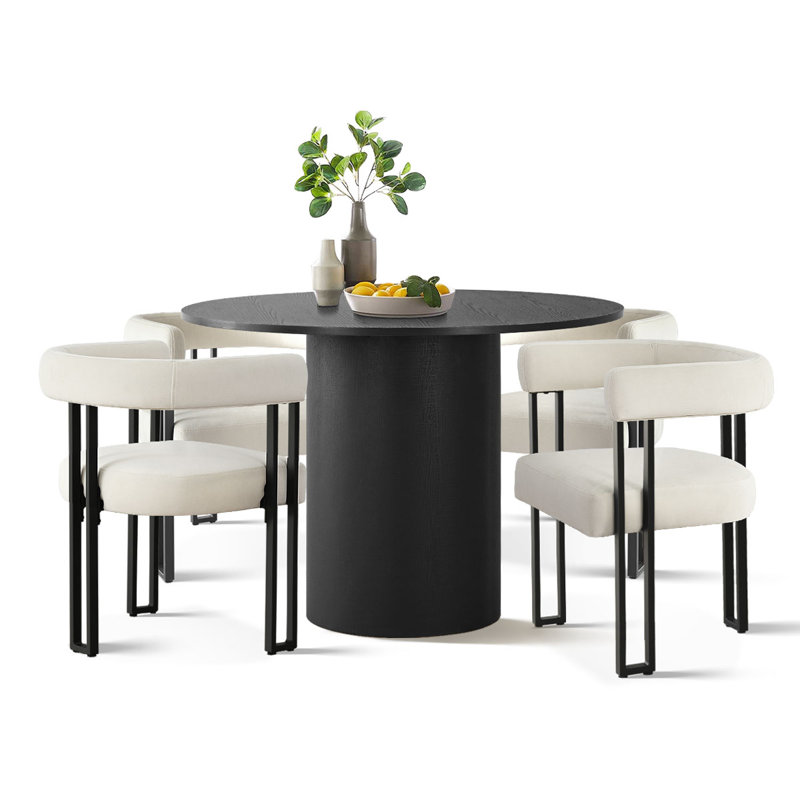 Ensemble de salle à manger 5 pièces avec chaises en velours, Beige